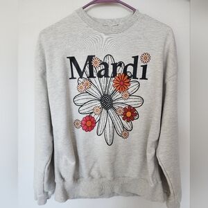 ❤️Gray Sweatshirt Floral Blossom Graphic Design